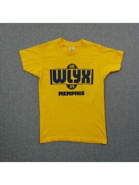 True Vintage 80's WLYX 89 FM Memphis Alternative Radio T-Shirt Size XS Yellow